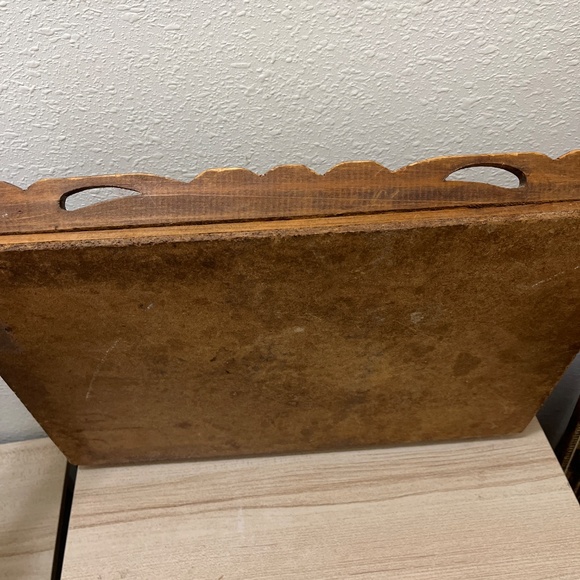 Vintage 1970’s Wooden Ceramic Tile Serving Tray W/ Handles - Picture 8 of 11